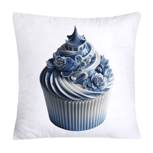 Blue Willow Chinoiserie Cupcake Throw Pillow Covers 18X18-3471