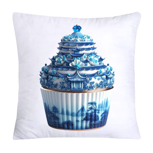 Blue Willow Chinoiserie Cupcake Throw Pillow Covers 18X18-848