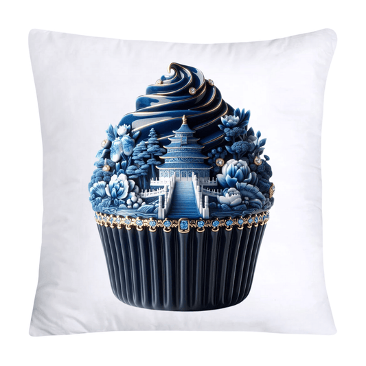 Blue Willow Chinoiserie Cupcake Throw Pillow Covers 18X18-189