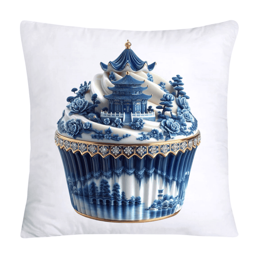 Blue Willow Chinoiserie Cupcake Throw Pillow Covers 18X18-193