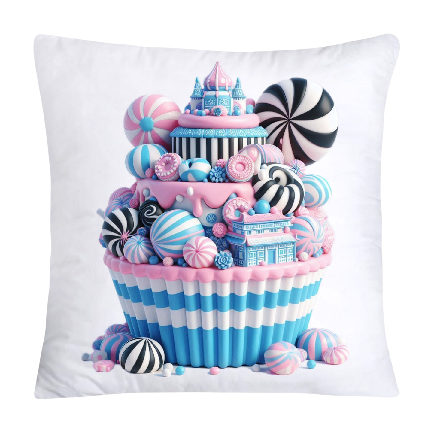Blue Willow Chinoiserie Cupcake Throw Pillow Covers 18X18-535