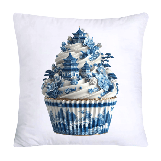 Blue Willow Chinoiserie Cupcake Throw Pillow Covers 18X18-599