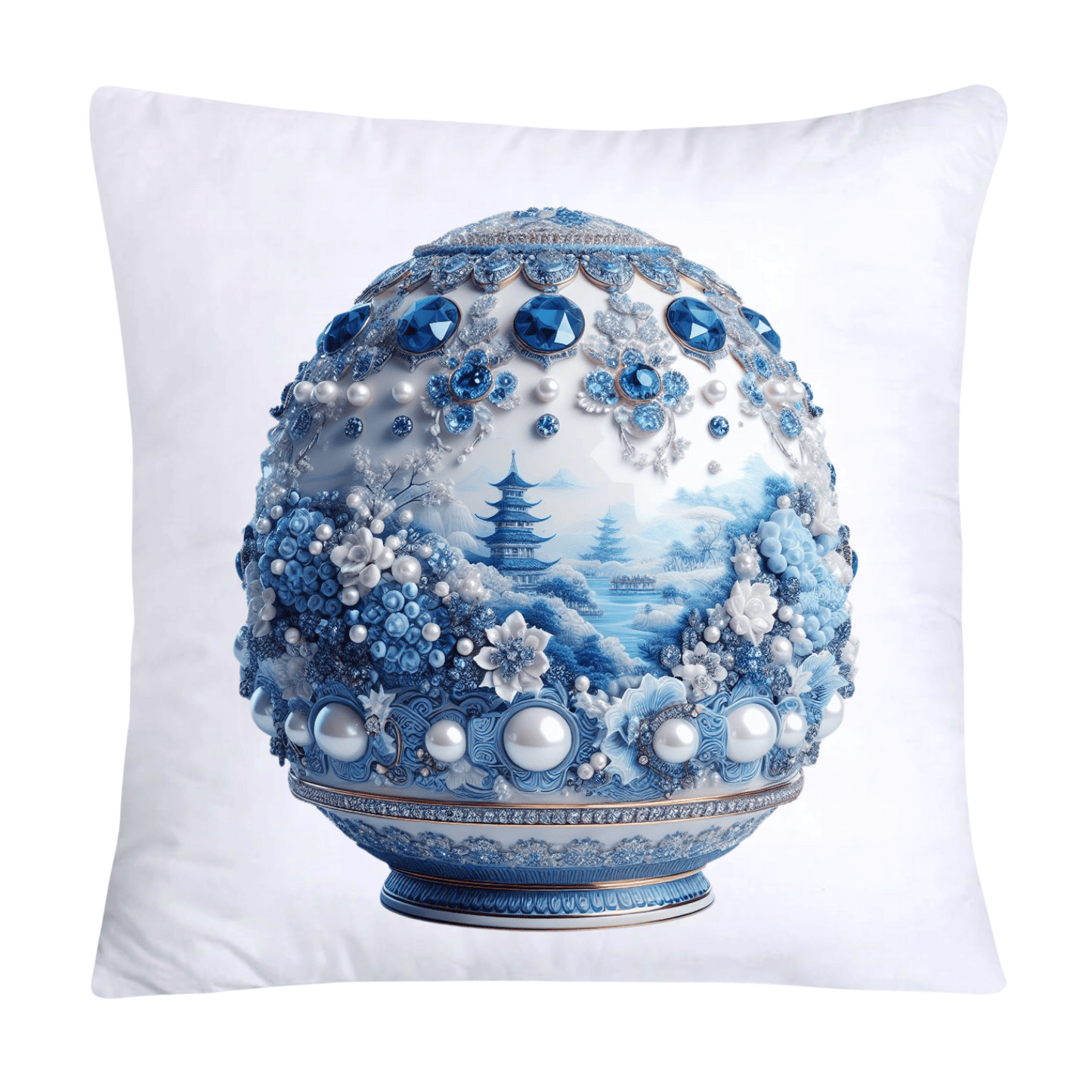 Blue Willow 18x18 Chinoiserie Egg Pillow Covers-166