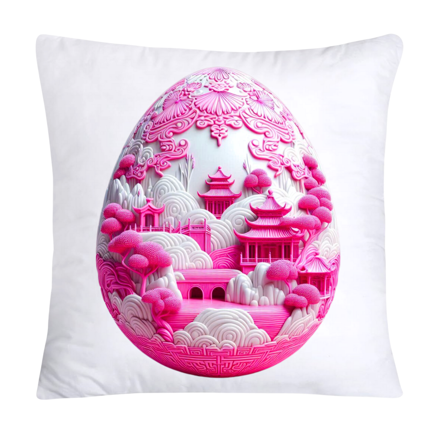18x18 Pink and White Willow Egg Pillow Covers Vintage Inspired-890