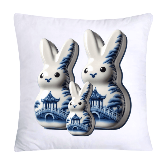 Blue Willow Easter Bunny/Peeps Pillow Covers-18x18-1571