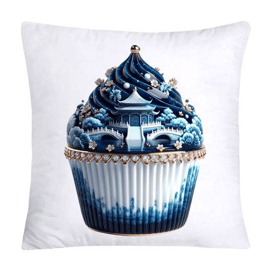 Blue Willow Chinoiserie Cupcake Throw Pillow Covers 18X18-187