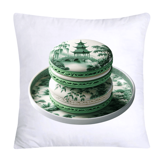 Green and White Willow Chinoiserie Sweet Macaroon Throw Pillow Covers-3939