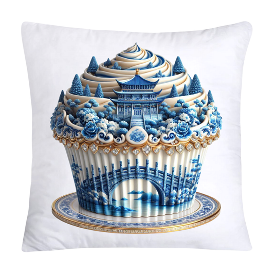 Blue Willow Chinoiserie Cupcake Throw Pillow Covers 18X18-172