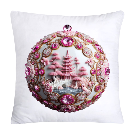 Pink and White Willow  Ball/Orb 18X18 Decorative Pillow Covers-1044