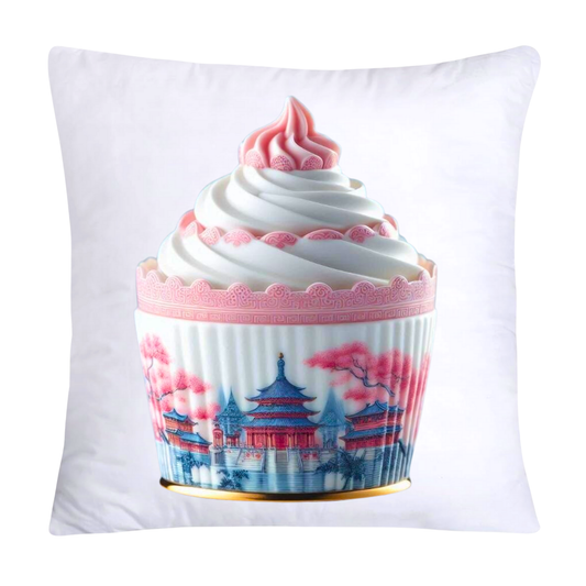 Pink Willow Chinoiserie Decorative Cupcake Throw Pillow Cover 18x18-1454