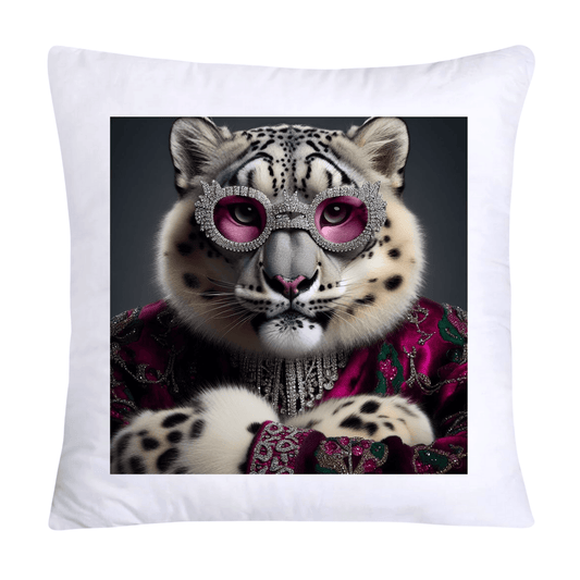 Royal Pet Portrait Throw Pillow Covers 18X18-Snow Leopard Kings and Queens-965