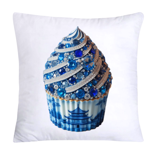 Blue Willow Chinoiserie Cupcake Throw Pillow Covers 18X18-2