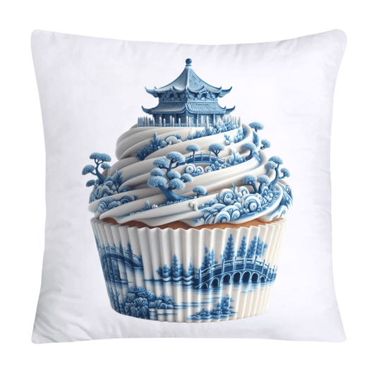 Blue Willow Chinoiserie Cupcake Throw Pillow Covers 18X18-3460