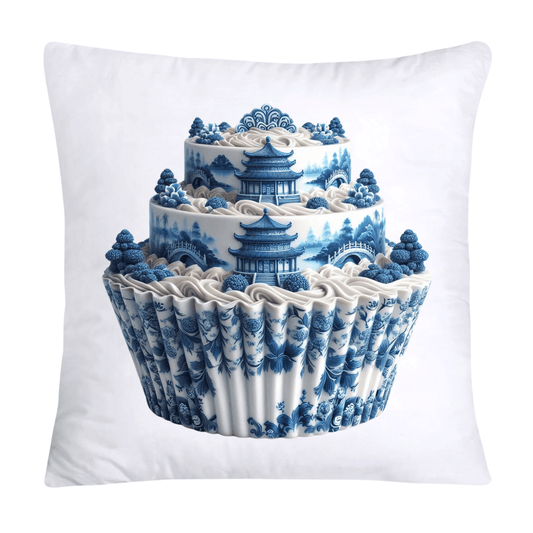 Blue Willow Chinoiserie Cupcake Throw Pillow Covers 18X18-3455