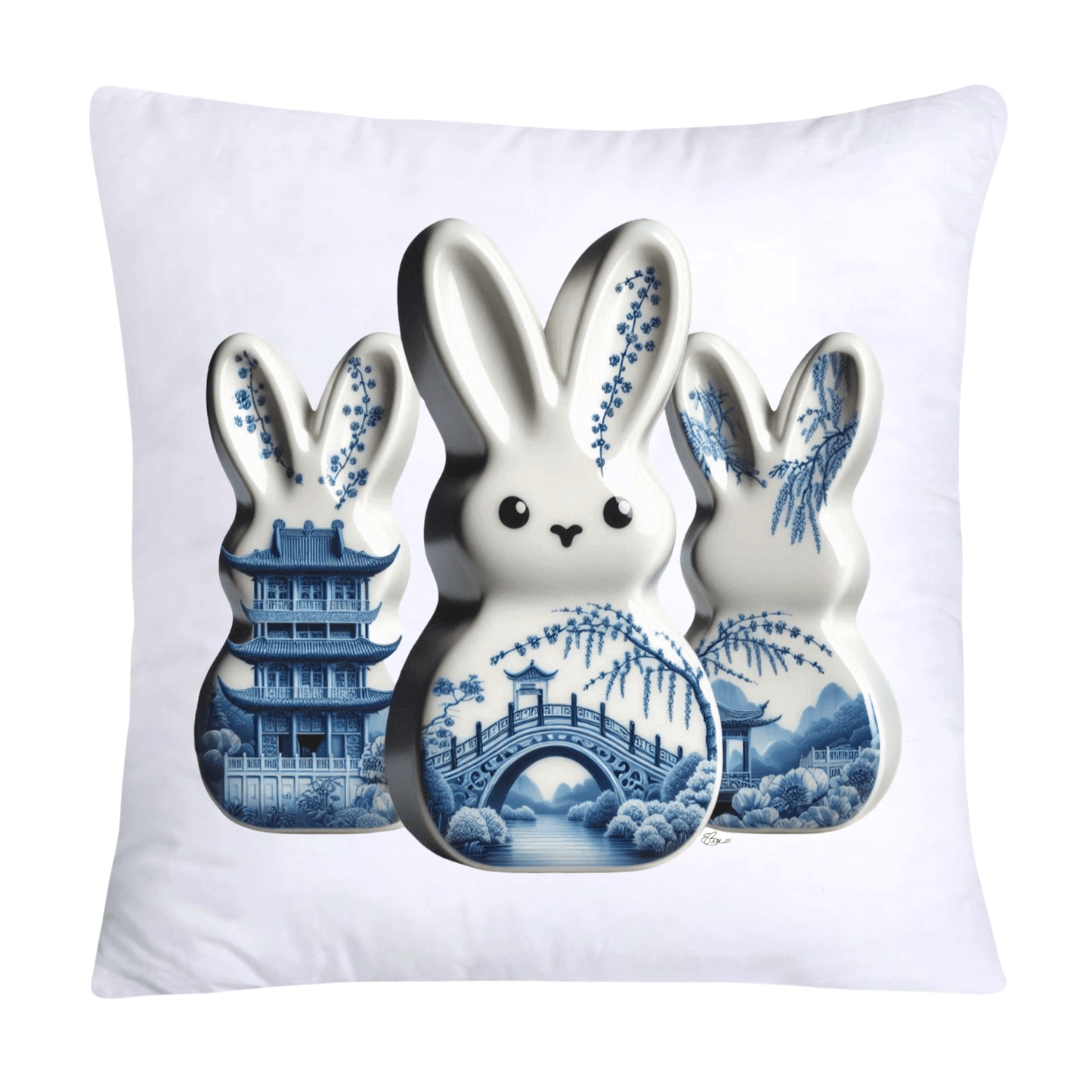 Blue Willow Easter Bunny/Peeps 18x18 Pillow Covers-441