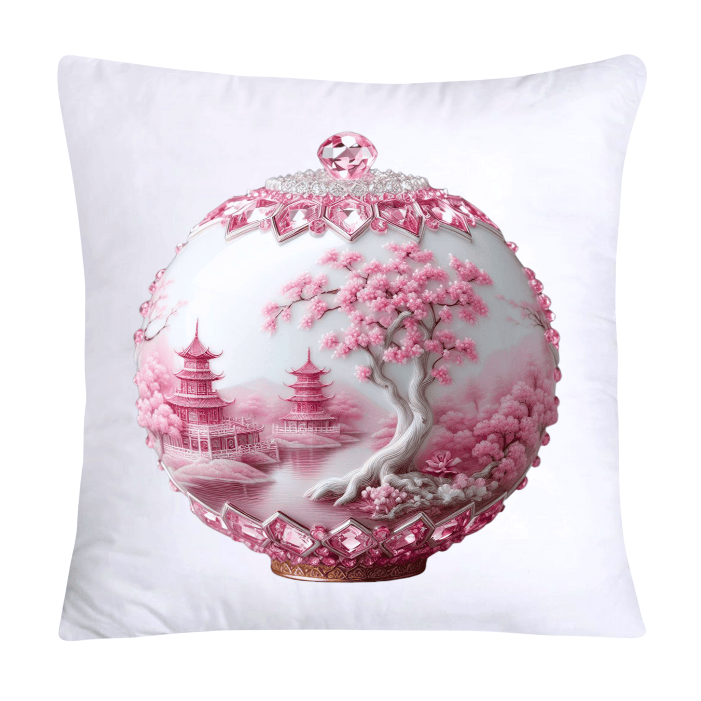 Pink and White Willow Ball/Orb 18X18 Decorative Pillow Covers-893