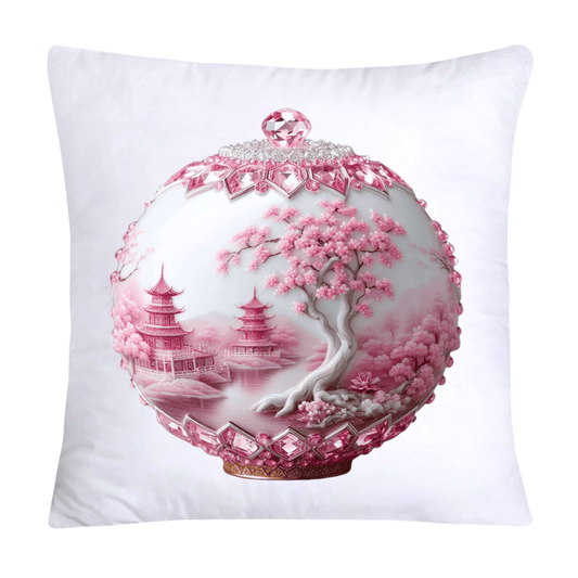 Pink and White Willow Ball/Orb 18X18 Decorative Pillow Covers-893