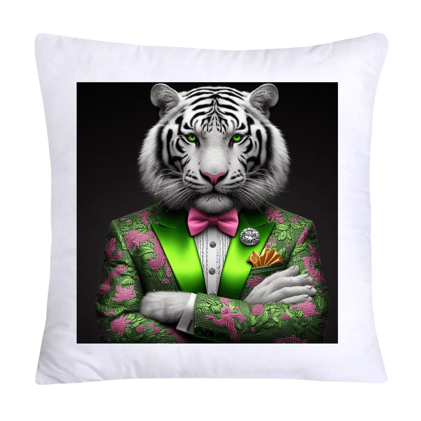 Royal Pet Portrait Throw Pillow Covers 18X18-Snow Leopard Kings and Queens-836