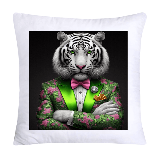 Royal Pet Portrait Throw Pillow Covers 18X18-Snow Leopard Kings and Queens-836