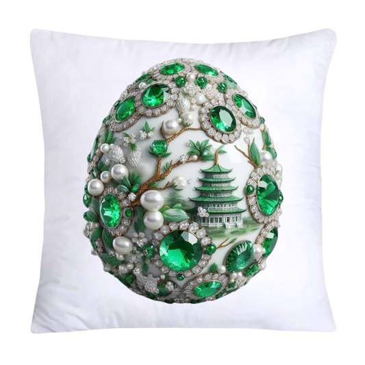 Green Willow Chinoiserie Egg 18x18 Throw Pillow Covers-5920