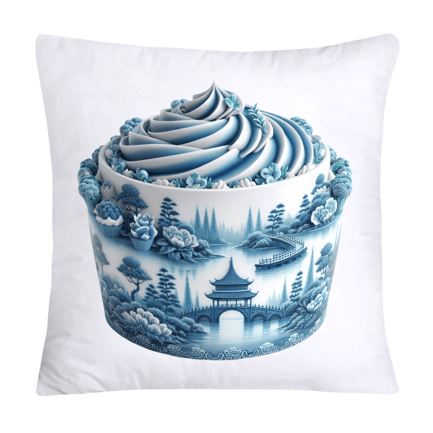Blue Willow 18x18 Chinoiserie Cupcake Throw Pillow Covers-1539