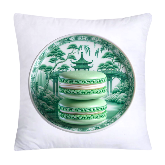 Green and White Willow Chinoiserie Sweet Macaroon Throw Pillow Covers-3948