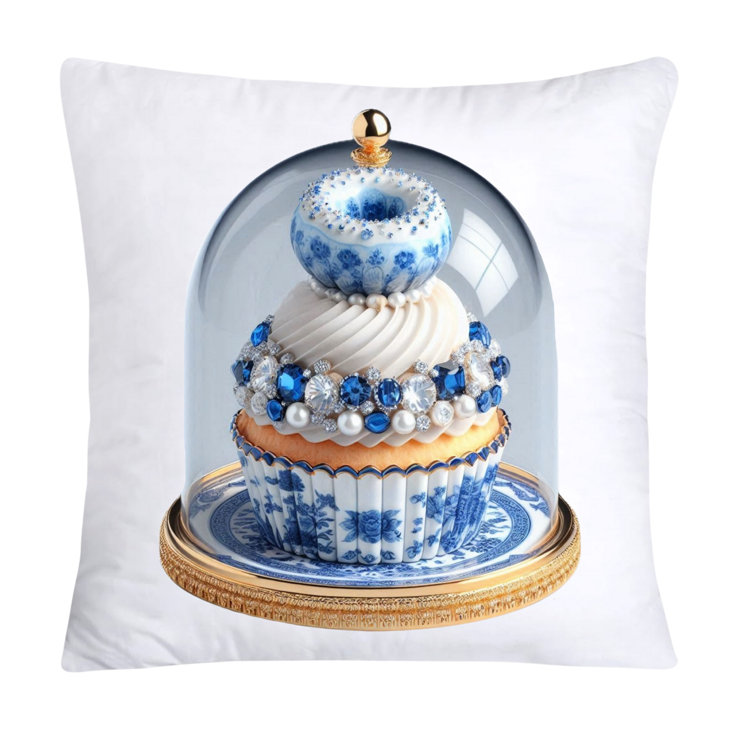 Blue Willow Chinoiserie Cupcake Throw Pillow Covers 18X18-1064