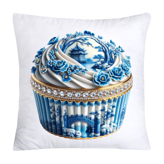 Blue Willow Chinoiserie Cupcake Throw Pillow Covers 18X18-162
