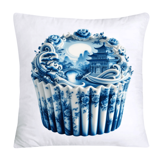 Blue Willow Chinoiserie Cupcake Throw Pillow Covers 18X18-3479