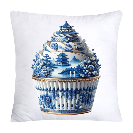 Blue Willow Chinoiserie Cupcake Throw Pillow Covers 18X18-177