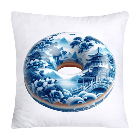 Blue Willow Whimsical 18x18 Donut Throw Pillow Cushion Covers-1205