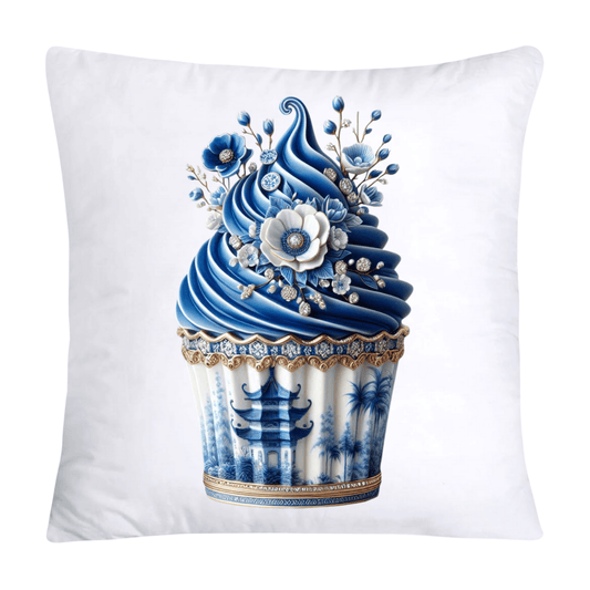 Blue Willow Chinoiserie Cupcake Throw Pillow Covers 18X18-154
