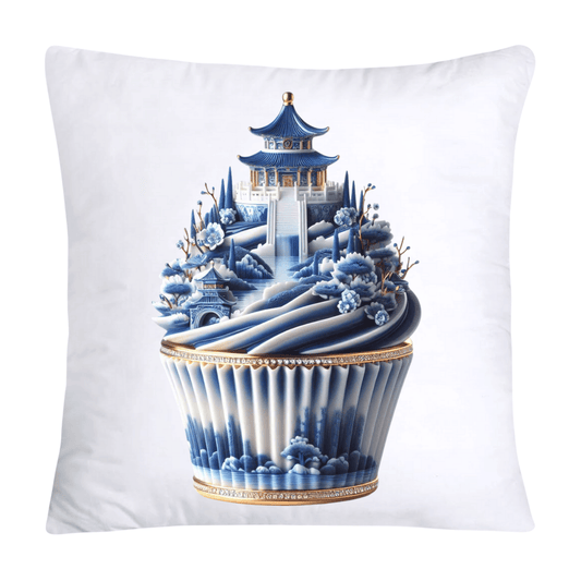 Blue Willow Chinoiserie Cupcake Throw Pillow Covers 18X18-156