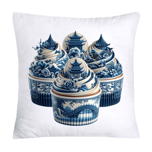 Blue Willow Chinoiserie Cupcake Throw Pillow Covers 18X18-3456