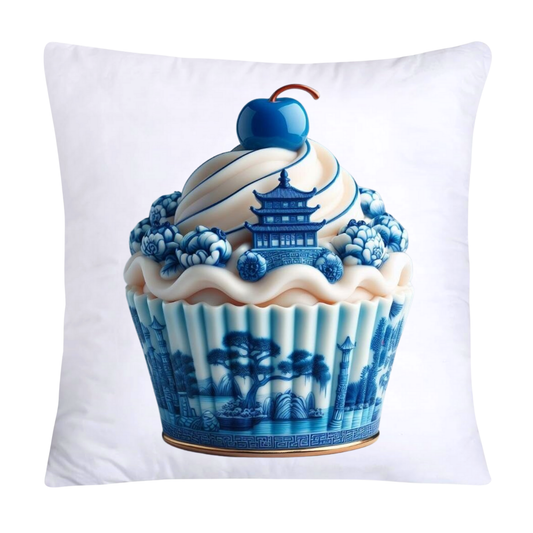 Blue Willow Chinoiserie Cupcake Throw Pillow Covers 18X18-293