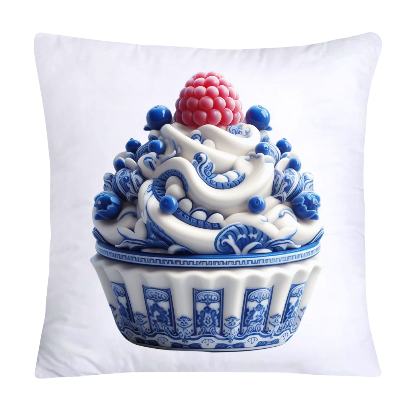 Blue Willow Chinoiserie Cupcake Throw Pillow Covers 18X18-579