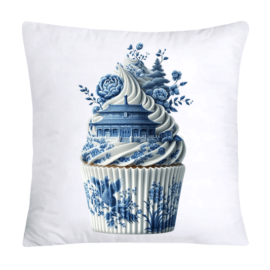 Blue Willow Chinoiserie Cupcake Throw Pillow Covers 18X18-3453