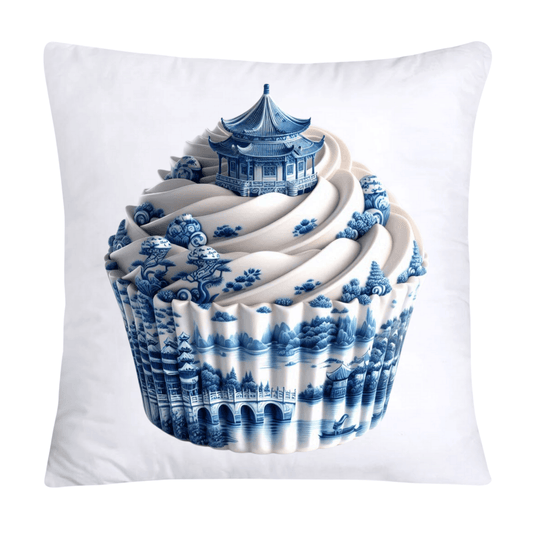 Blue Willow Chinoiserie Cupcake Throw Pillow Covers 18X18-3475