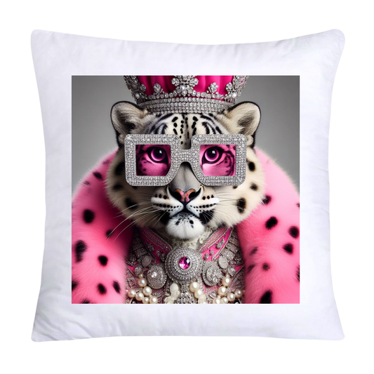Royal Pet Portrait Throw Pillow Covers 18X18-Snow Leopard Kings and Queens-938