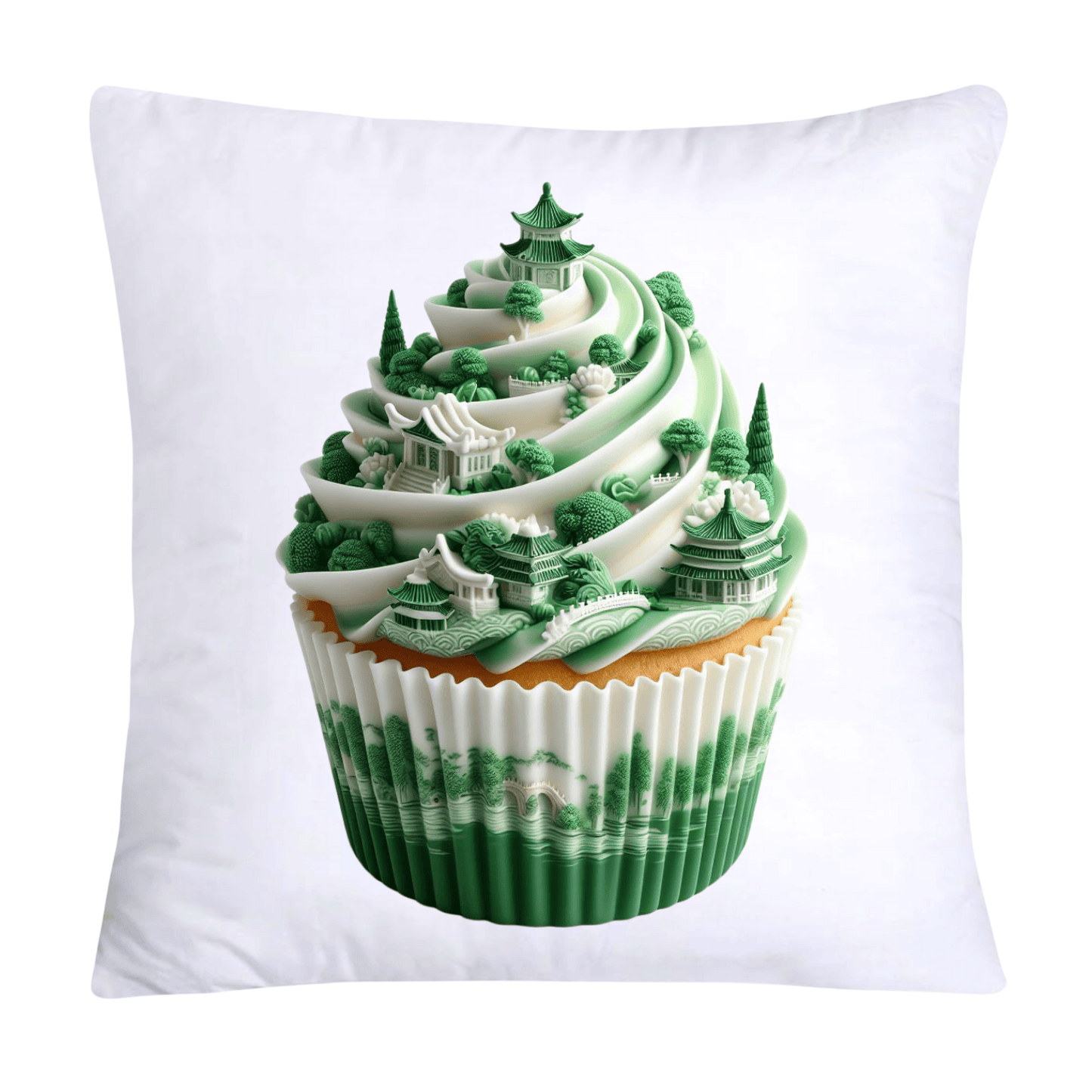 Classic Green Willow Cupcake Pillow Covers 18x18-3066