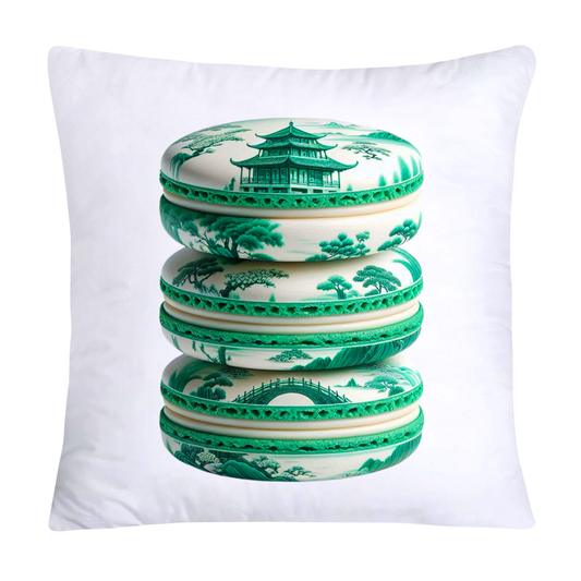 Green and White Willow Chinoiserie Sweet Macaroon Throw Pillow Covers-149