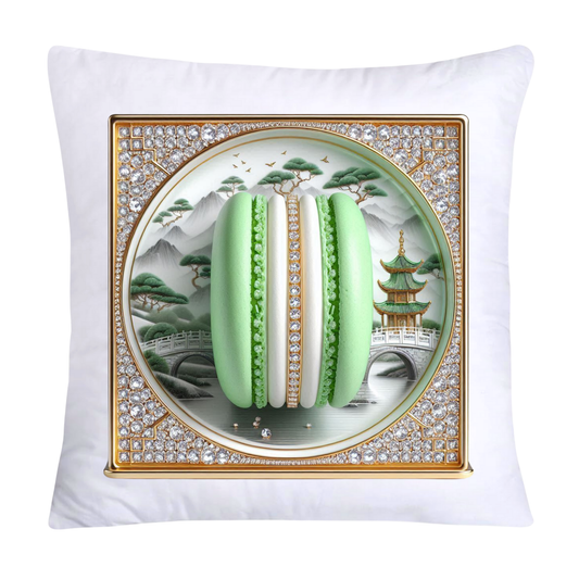 Green and White Willow Chinoiserie Sweet Macaroon Throw Pillow Covers-3951