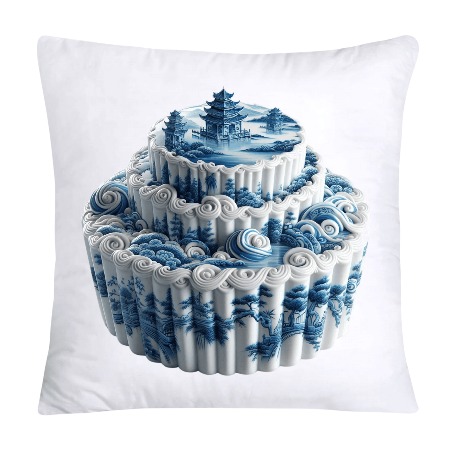 Blue Willow Chinoiserie Cupcake Throw Pillow Covers 18X18-3466