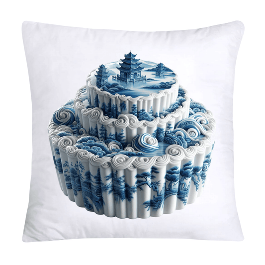 Blue Willow Chinoiserie Cupcake Throw Pillow Covers 18X18-3466