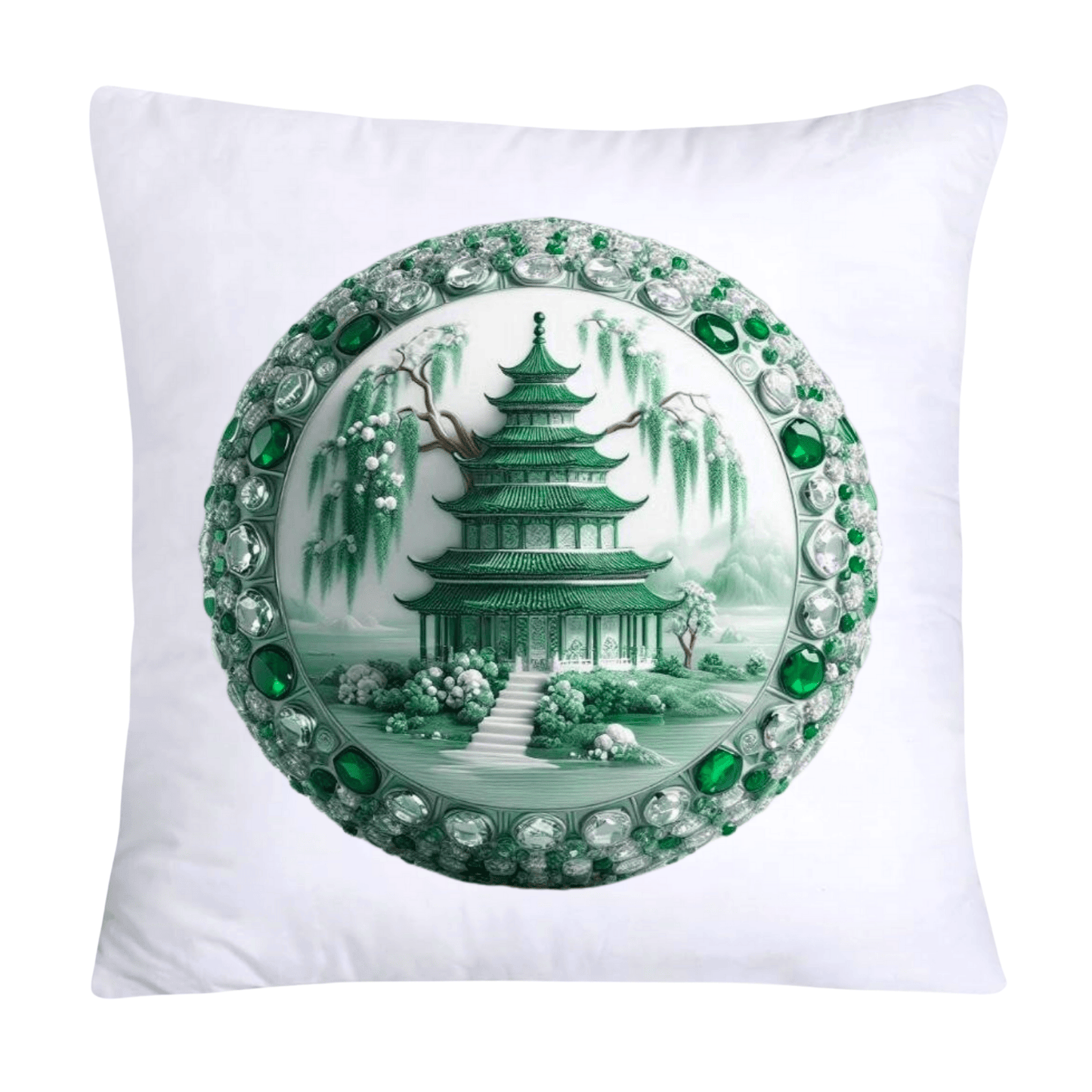 Green Willow Chinoiserie Orb/Ball 18x18 Throw Pillow Covers-5917