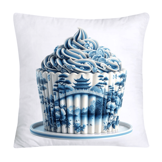 Blue Willow Chinoiserie Cupcake Throw Pillow Covers 18X18-3445