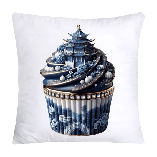 Blue Willow Chinoiserie Cupcake Throw Pillow Covers 18X18-184