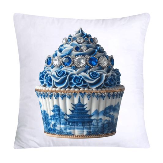 Blue Willow Chinoiserie Cupcake Throw Pillow Covers 18X18-244