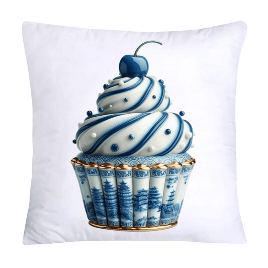Blue Willow Chinoiserie Cupcake Throw Pillow Covers 18X18-292