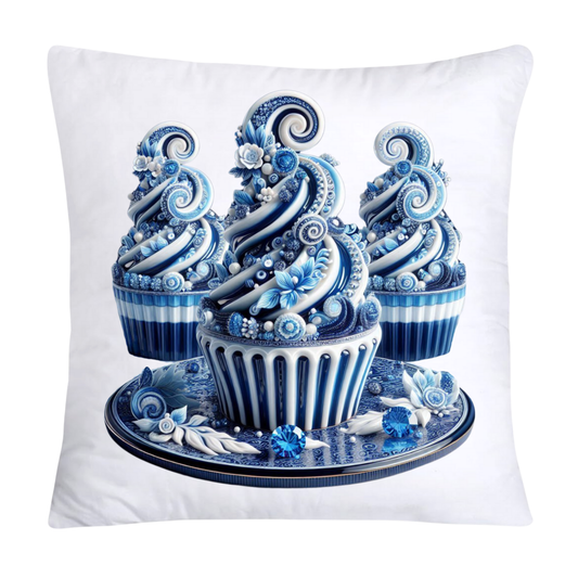 Blue Willow Chinoiserie Cupcake Throw Pillow Covers 18X18-1052